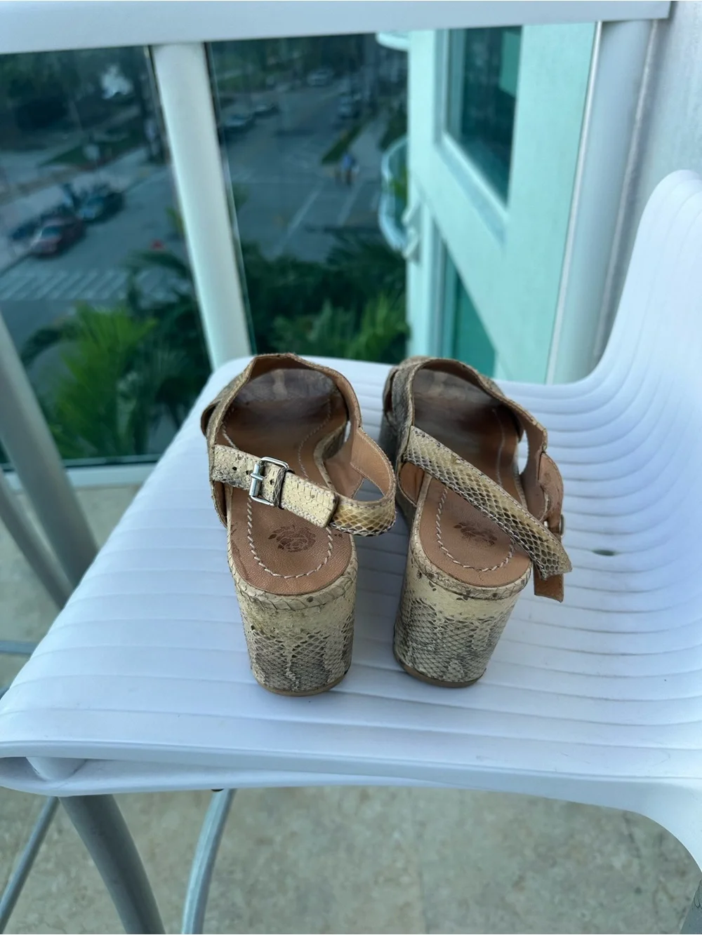 Maliparmi Taupe Snakeskin-Patterned Wedge Sandal